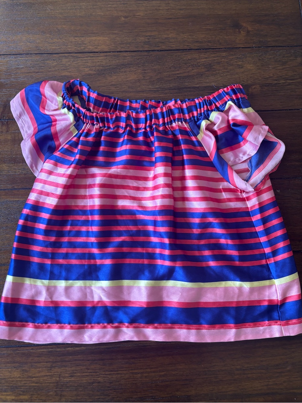 Women’s Off-Shoulder Pink and Blue Stripe Skirt